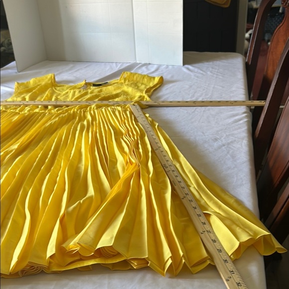 Lane Bryant Yellow Midi Sundress with Pleated Ruched Design - Picture 4 of 7